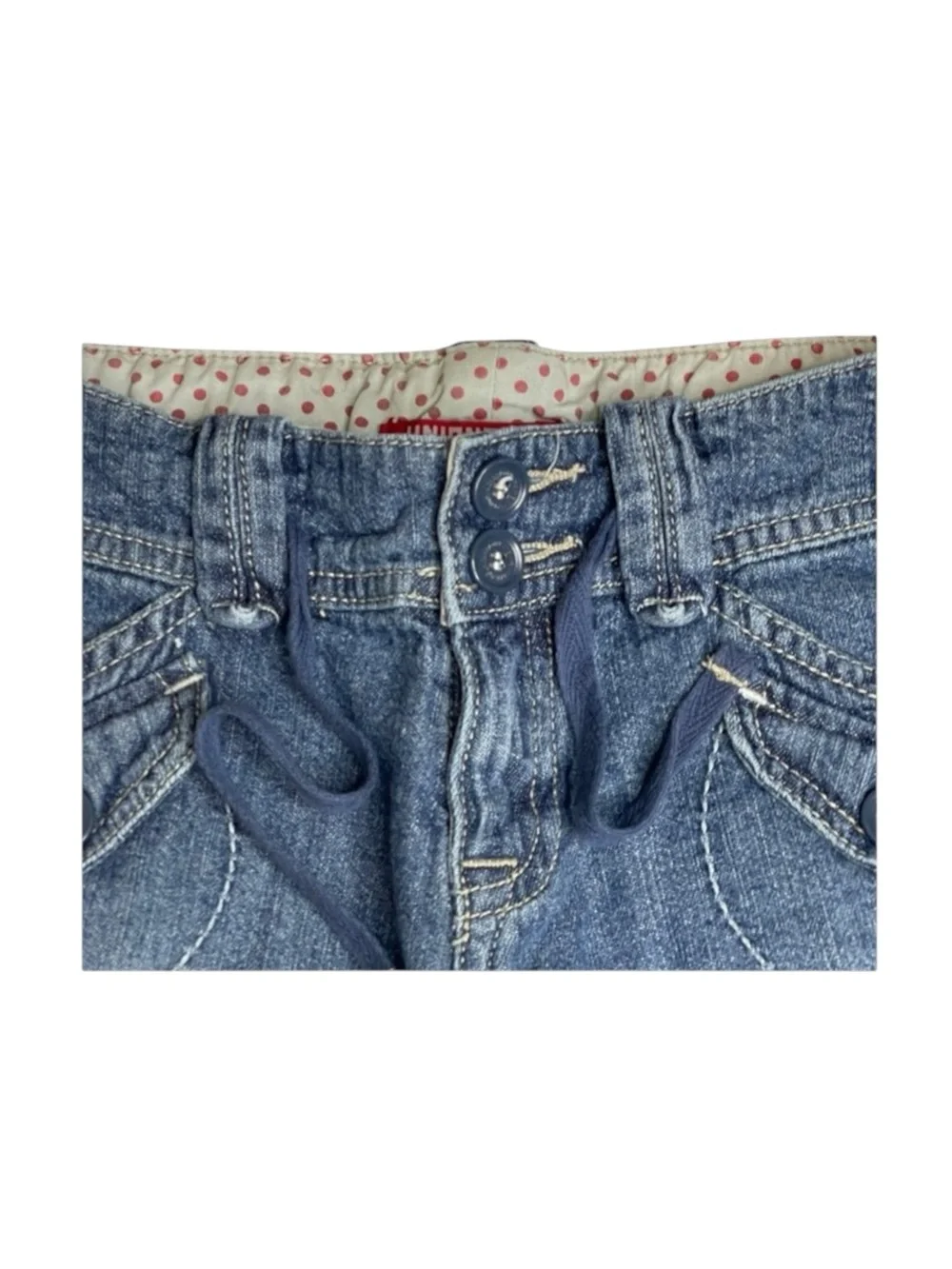 Y2K: Union Bay ★ Girl’s Cargo Pocket Tie Denim Shorts ★ Medium Blue ★ 10 23 XXS